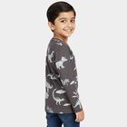 Boys' Charcoal Grey Round Neck Casual T-Shirt, चारकोल, small image number null