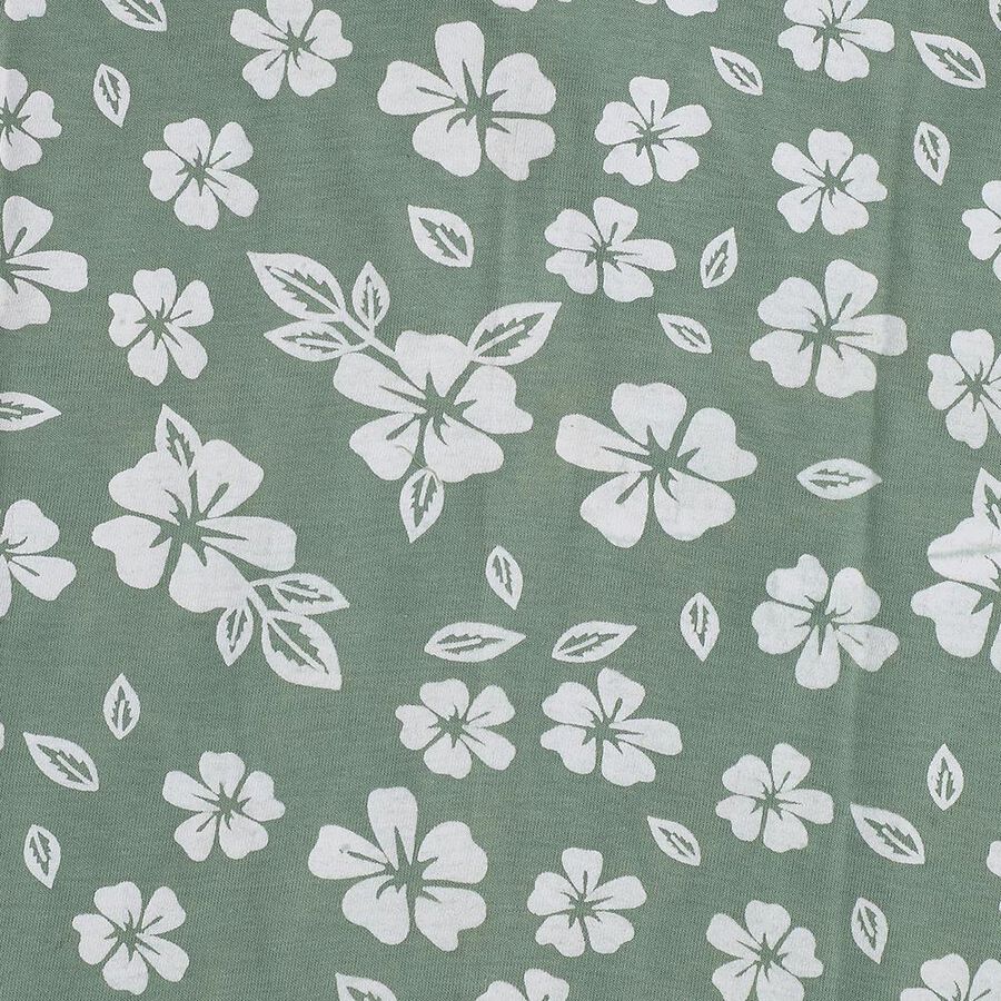 Girls' Muted Sage Green Floral Sleeveless A-Line Frock, Light Green, large image number null