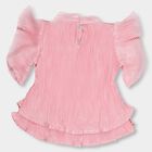 Girls' Bright Pink High Neck Romantic T-Shirt, गुलाबी, small image number null