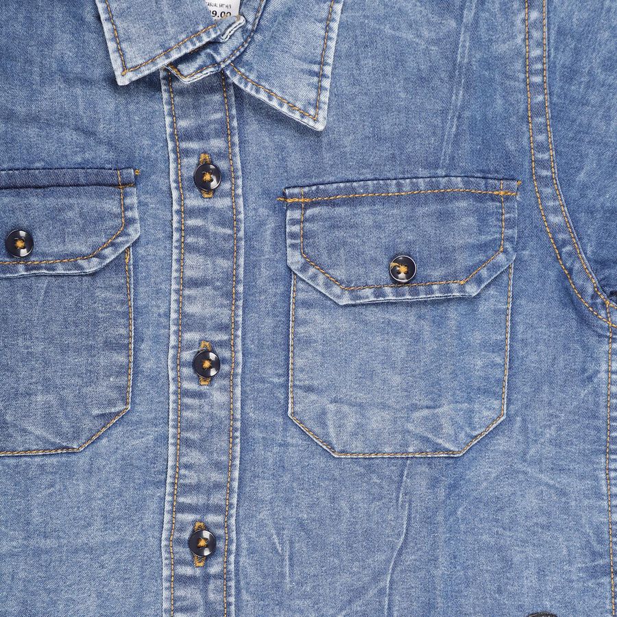 Boys' Casual Shirt, Mid Blue, large image number null
