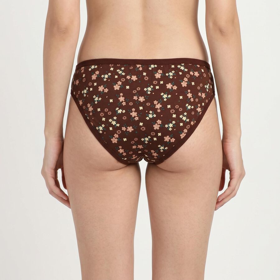 Women's Brown Regular Fit Floral Panty, Brown, large