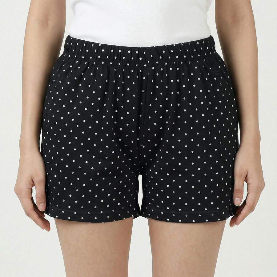 Women's Black Cotton Minimalist Shorts, Black, large