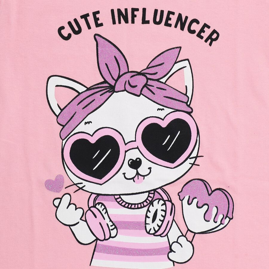 Girls' T-Shirt, हल्का गुलाबी, large