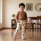 Boys' Beige Regular Fit Bear Printed Jogger Pyjama, Beige, small