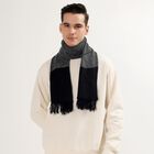 Men's Dark Charcoal Black Acrylic Geometric Muffler, Black, small image number null