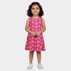 Girls' Pink Floral Printed Sleeveless A-Line Frock, गुलाबी, small
