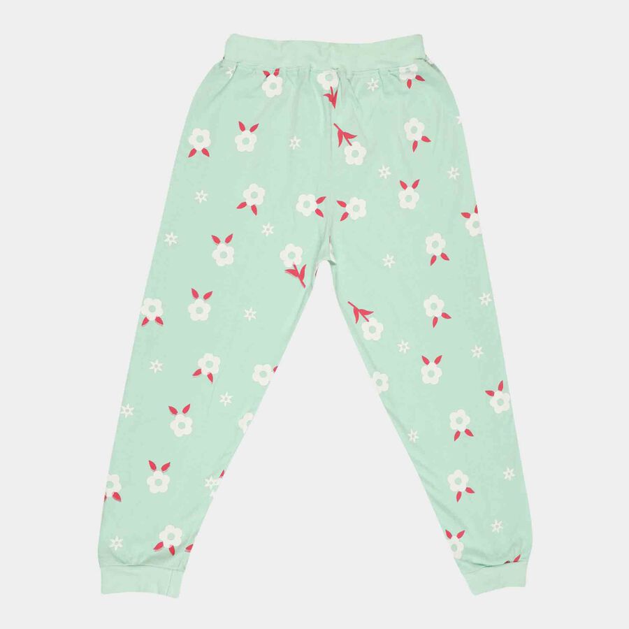 Girls Printed Pyjama, Light Green, large image number null