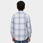 Boys Light Powder Blue Checkered Classic Collar Casual Shirt, Light Blue, small image number null