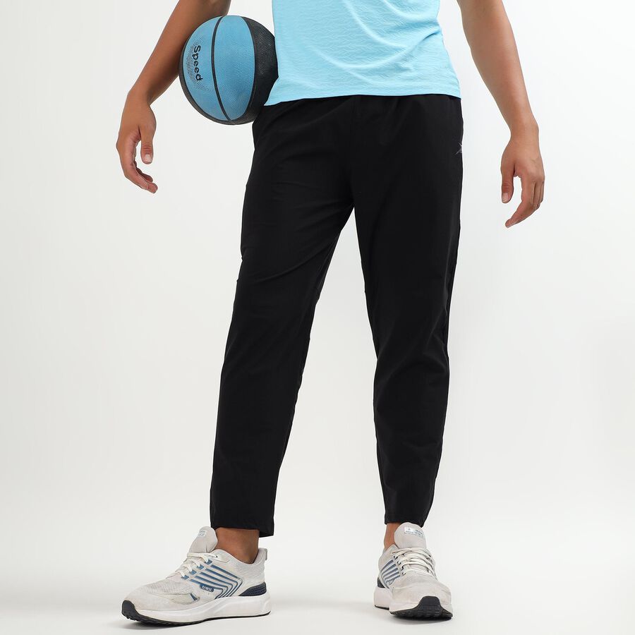 Women's Jet Black Regular Fit Cut And Sew Track Pants, काला, large image number null