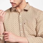 Printed Casual Shirt, Beige, small image number null