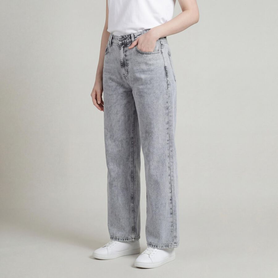 Women's Grey Slim Fit High-Rise Jeans, Light Grey, large