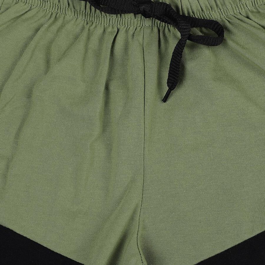 Boys Olive Regular Fit Drawstring Bermuda Shorts, ओलिव, large
