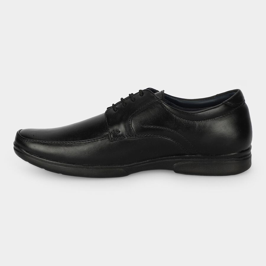 Men's Black Lace-Up Derby Formal Shoes, काला, large