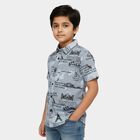 Boys' Light Grey Cotton Half Sleeve Classic Collar Casual Shirt, Light Grey, small