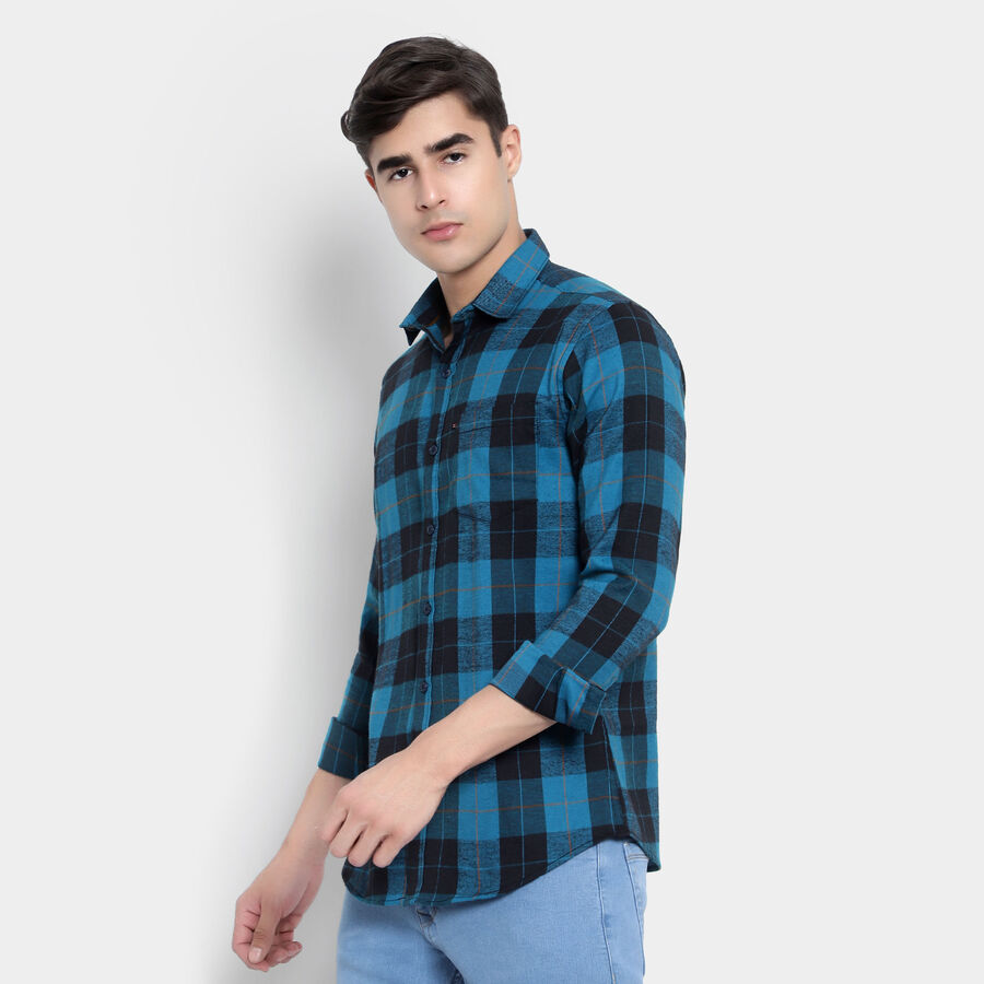 Checks Casual Shirt, Teal Blue, large image number null
