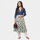 Women's Teal Blue Cotton Square Neck Floral Kurta, Teal Blue, small