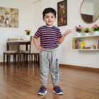 Boys' Grey Typography Print Jogger Pyjama, Melange Light Grey, small
