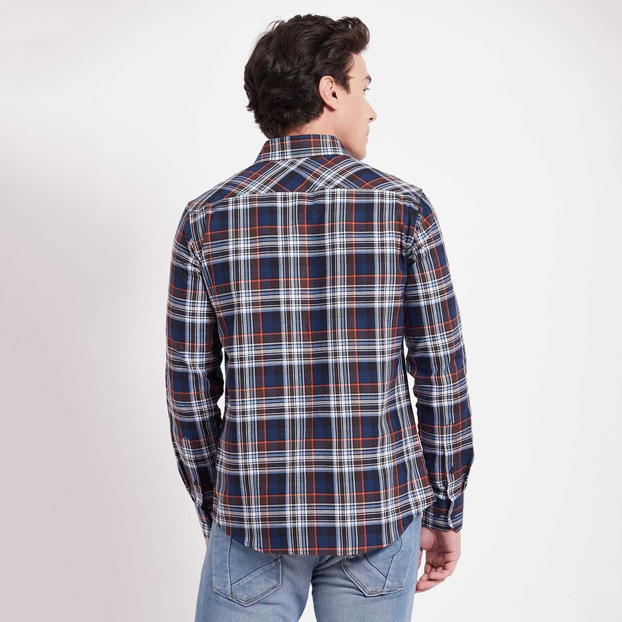 Cotton Checks Casual Shirt, Dark Blue, large image number null