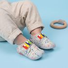 Girls Grey Printed Velcro Strap Sneakers, Grey, small