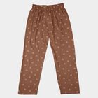 Girls' Brown Cotton Blend Solid Pyjama, Brown, small