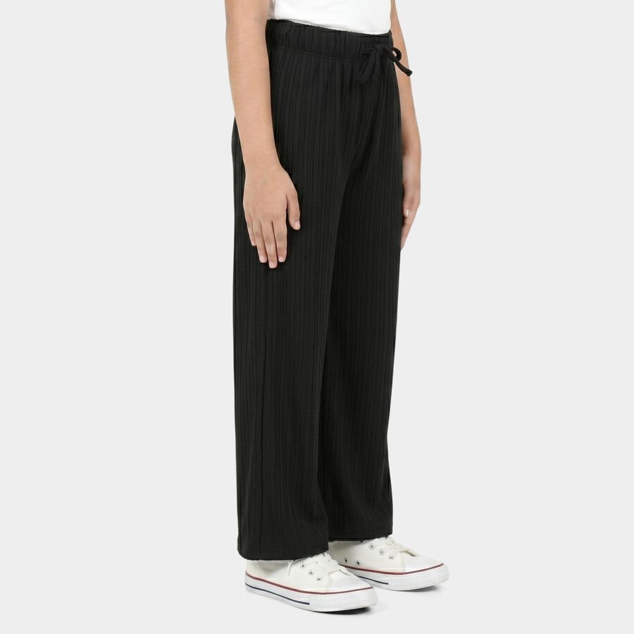 Girls Black Wide Leg Drawstring Trousers, Black, large