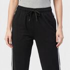 Women's Black Straight Fit Side-Striped Track Pants, Black, small