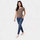 Women's Brown Round Neck Regular T-Shirt, भूरा, small
