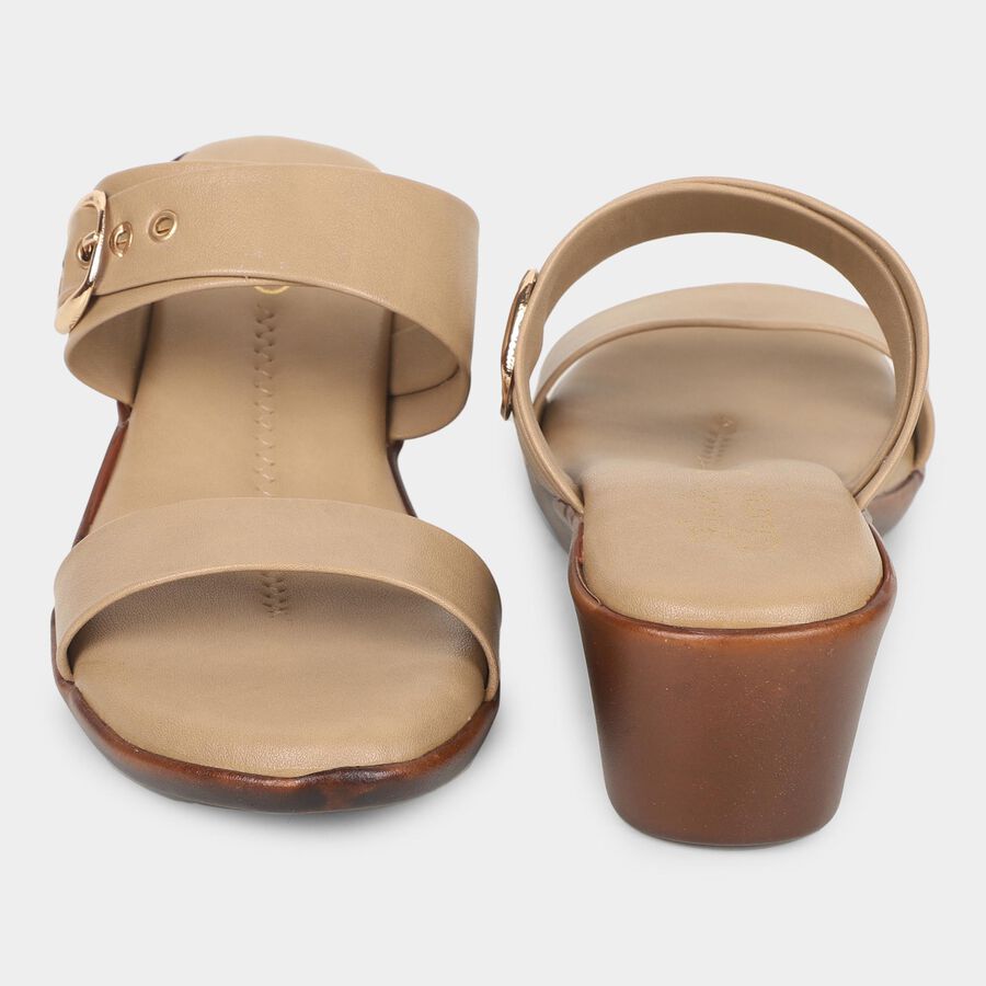 Women's Light Beige Buckle Strap Wedge Sandals, Beige, large image number null