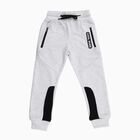 Boys' Light Grey Cotton Blend Jogger Pyjama with Black Knee Patches, एक्रू मिश्रित, small