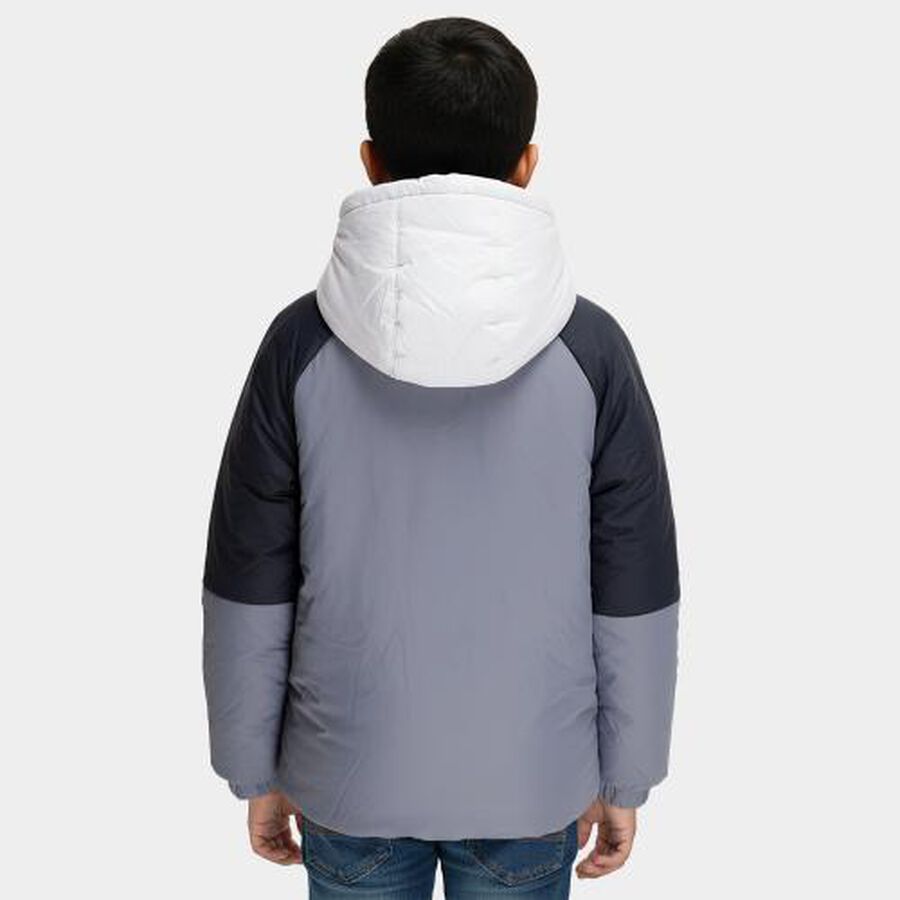 Boys Light Grey and Navy Hooded Casual Jacket, हल्का नीला, large image number null
