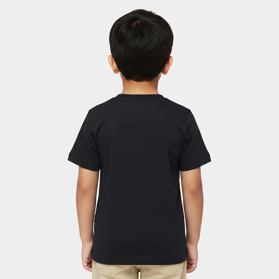 Boys Navy Blue Cotton Round Neck Regular Boys T-Shirt, Navy Blue, large