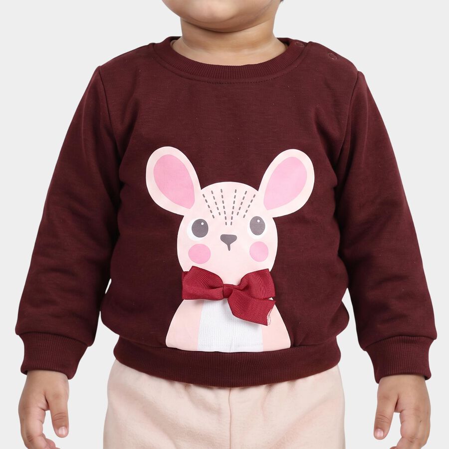 Infant's Wine and Peach Round Neck Graphic Printed Hipster Set, Wine, large