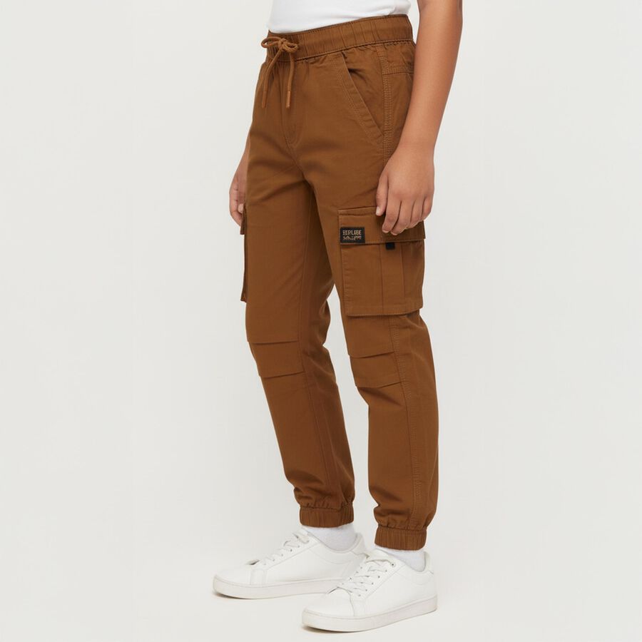 Boys' 100% Cotton Trouser, भूरा, large image number null