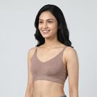 Women's Brown Cotton Blend Minimalist Bra, Brown, small