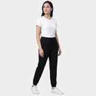 Women's Black Slim Fit Side-Striped Track Pants, काला, small