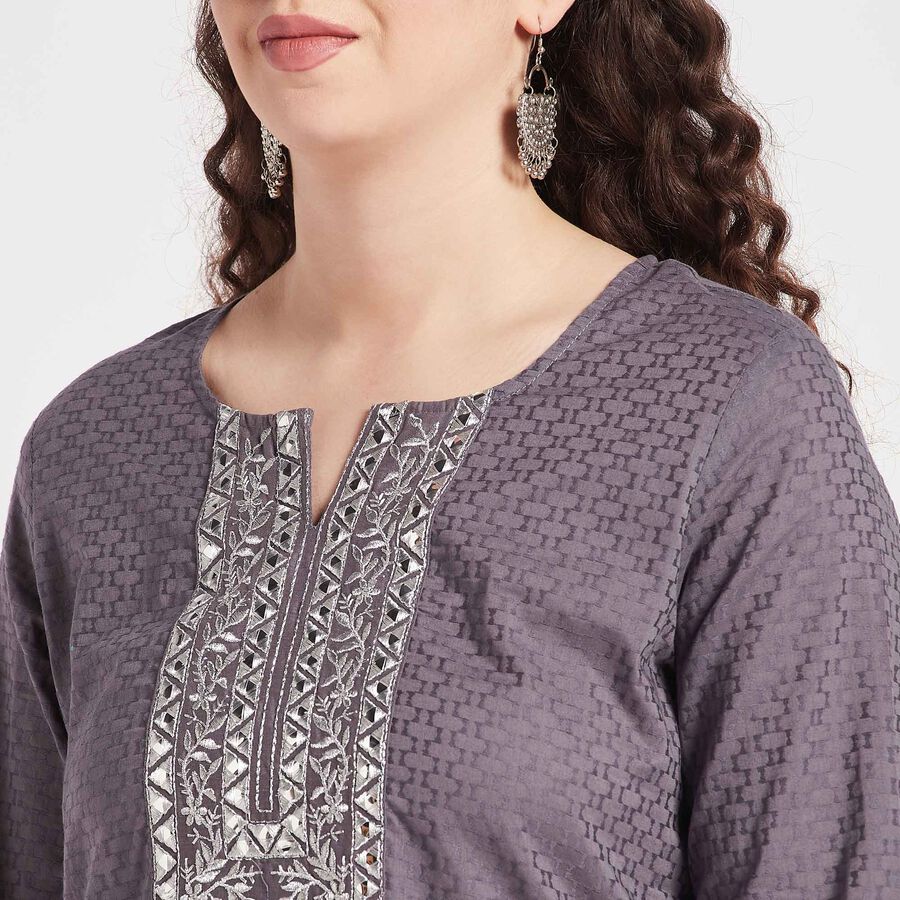 Cotton Straight Kurta, Dark Grey, large image number null