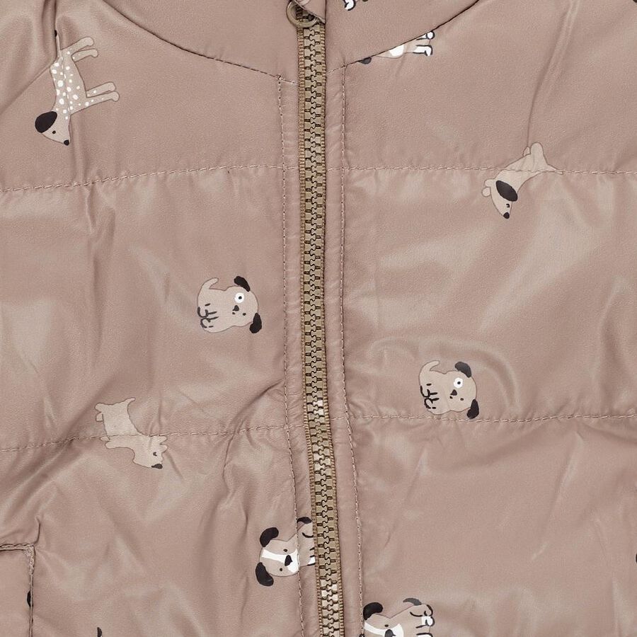 Infant Beige High Neck Casual Jacket, गहरा पीला, large image number null