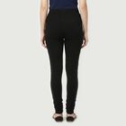 Women's Black Slim Fit Elastic Waist Churidar, काला, small