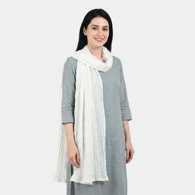 Women's White Solid Dupatta