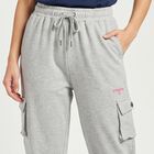 Women's Grey Jogger Fit Cargo Track Pants, मिश्रित हल्का ग्रे, small