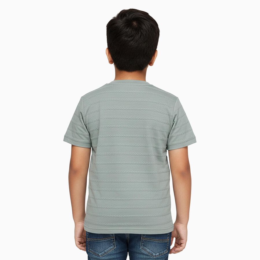 Boys Light Green Crew Neck Casual Half Sleeve T-Shirt, हल्का हरा, large