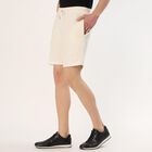 Men's Off-White Textured Elastic Waist Bermuda Shorts, ऑफ व्हाइट, small