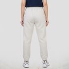 Women's Grey Jogger Fit Solid Track Pants, Melange Light Grey, small