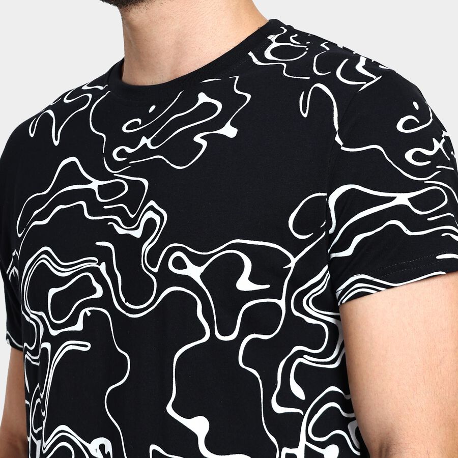 Men's 100% Cotton Round Neck Half Sleeves T-Shirt , Black, large image number null