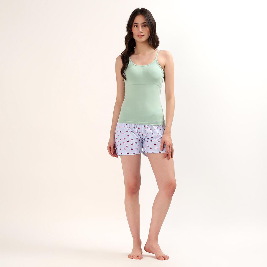 Women's Navy Blue Regular Fit Polka Dot Drawstring Shorts, हल्का नीला, large