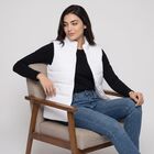 Women's White Sleeveless Stand Collar Puffer Jacket, White, small