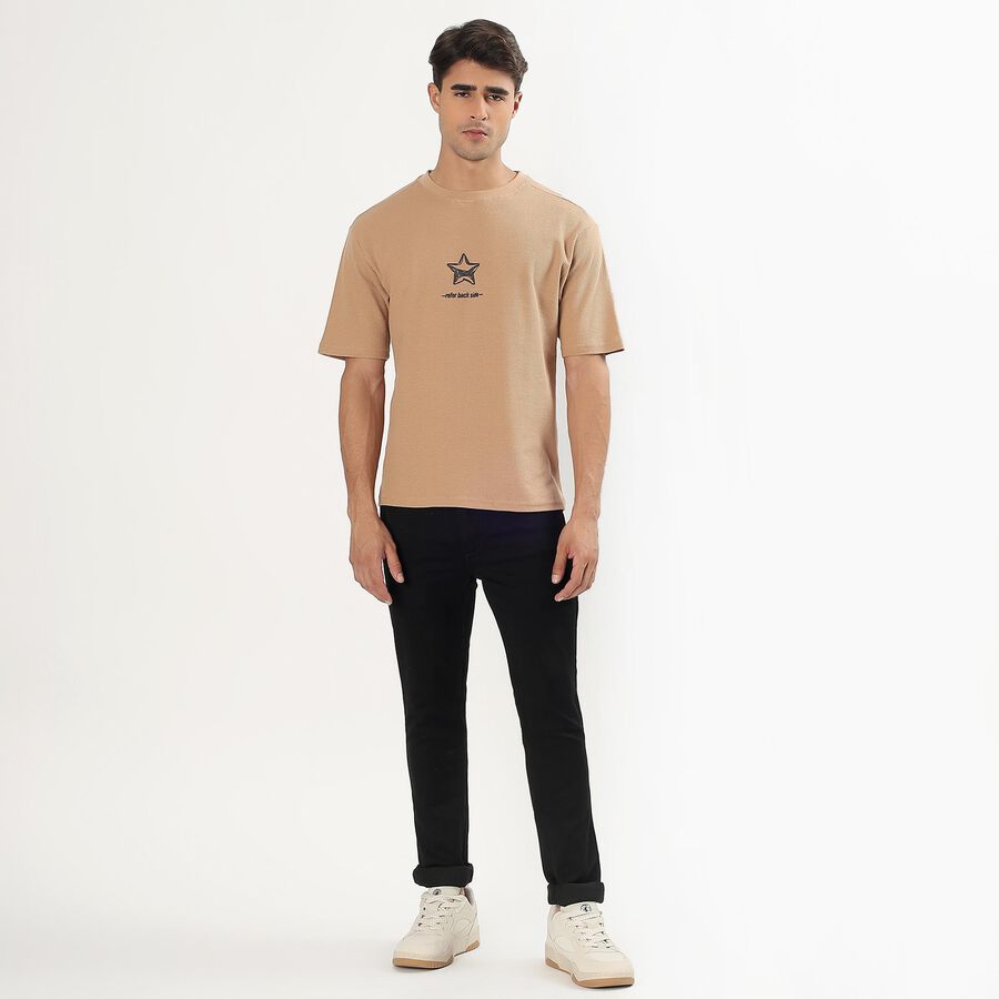 Men's 100% Cotton Round Neck Half Sleeves T-Shirt, गहरा पीला, large image number null
