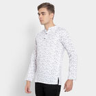 Printed Mandarin Collar Kurta, White, small image number null
