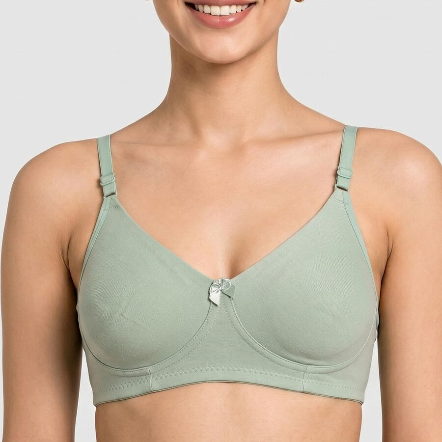Women's Mint Green Cotton Blend Regular Bralette Bra, हल्का हरा, large