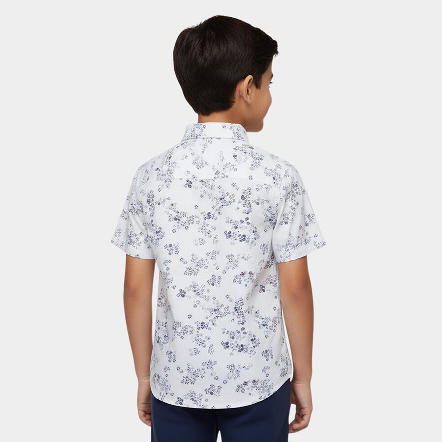 Boys White Cotton Classic Casual Shirt, White, large